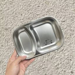 Khay ăn 2 ngăn kèm thìa hình thú dễ thương chất liệu inox không rỉ an toàn cho các bé 2