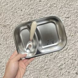 Khay ăn 2 ngăn kèm thìa hình thú dễ thương chất liệu inox không rỉ an toàn cho các bé 7