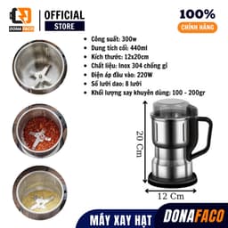 Máy xay hạt ngũ cốc, gia vị 8 lưỡI inox đa năng food grinder cực bén có tay cầm 2