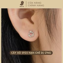 Bông Tai NHÀ CÚ Phụ Kiện Hình Tròn Kiểu Đính Đá Màu Bạc  Dễ Thương 17978 1