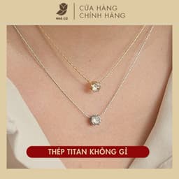 [Titan] Dây Chuyền/ Vòng Cổ Mặt Đá Bao Tròn NHÀ CÚ Thép Y Tế Titan Phong Cách Đơn Giản Tinh Tế 7134 1