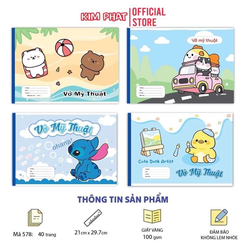 Sổ Vở Vẽ Mỹ Thuật A4 - Ghim Gáy Mở Ngang - 20 Tờ - 100gsm - Minh Châu 578