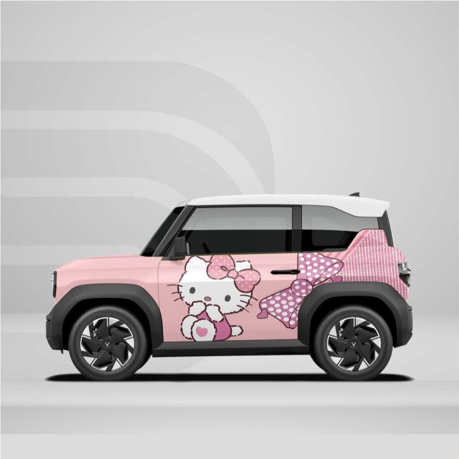 Sticker Tem Dán Decal Xe VF3 Mèo Hồng  In Hình Theo Yêu Cầu IB Shop