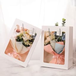 [SIZE ĐẠI] Túi Giấy Trắng Có Cửa Sổ Trong Suốt Đựng Hoa, Gấu, Quà Hàng Loại Dày Dặn 6