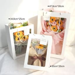 [SIZE ĐẠI] Túi Giấy Trắng Có Cửa Sổ Trong Suốt Đựng Hoa, Gấu, Quà Hàng Loại Dày Dặn 4
