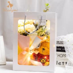[SIZE ĐẠI] Túi Giấy Trắng Có Cửa Sổ Trong Suốt Đựng Hoa, Gấu, Quà Hàng Loại Dày Dặn 5