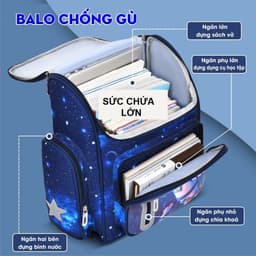 [TẶNG HỘP BÚT] Balo chống gù, cặp chống nước, ba lô học sinh cấp 1 cấp 2 hình phi hành gia ngân hà 7