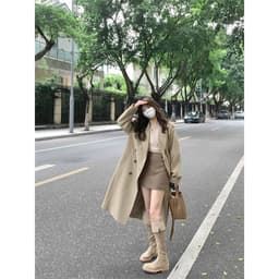 [Sẵn] Áo Khoác Gió Nữ Dáng Dài Áo Măng Tô Nữ Form Rộng Dáng Dài Qua Gối Áo Khoác Kaki Nữ Đi Đà Lạt Mùa Thu Đông AZ3206 4