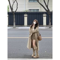 [Sẵn] Áo Khoác Gió Nữ Dáng Dài Áo Măng Tô Nữ Form Rộng Dáng Dài Qua Gối Áo Khoác Kaki Nữ Đi Đà Lạt Mùa Thu Đông AZ3206 3