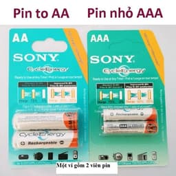 Pin sạc camelion AAA (3A) 1100mah/ AA (2A) 2700mah và Pin Sony Sạc Được (vỉ 2 viên) 7
