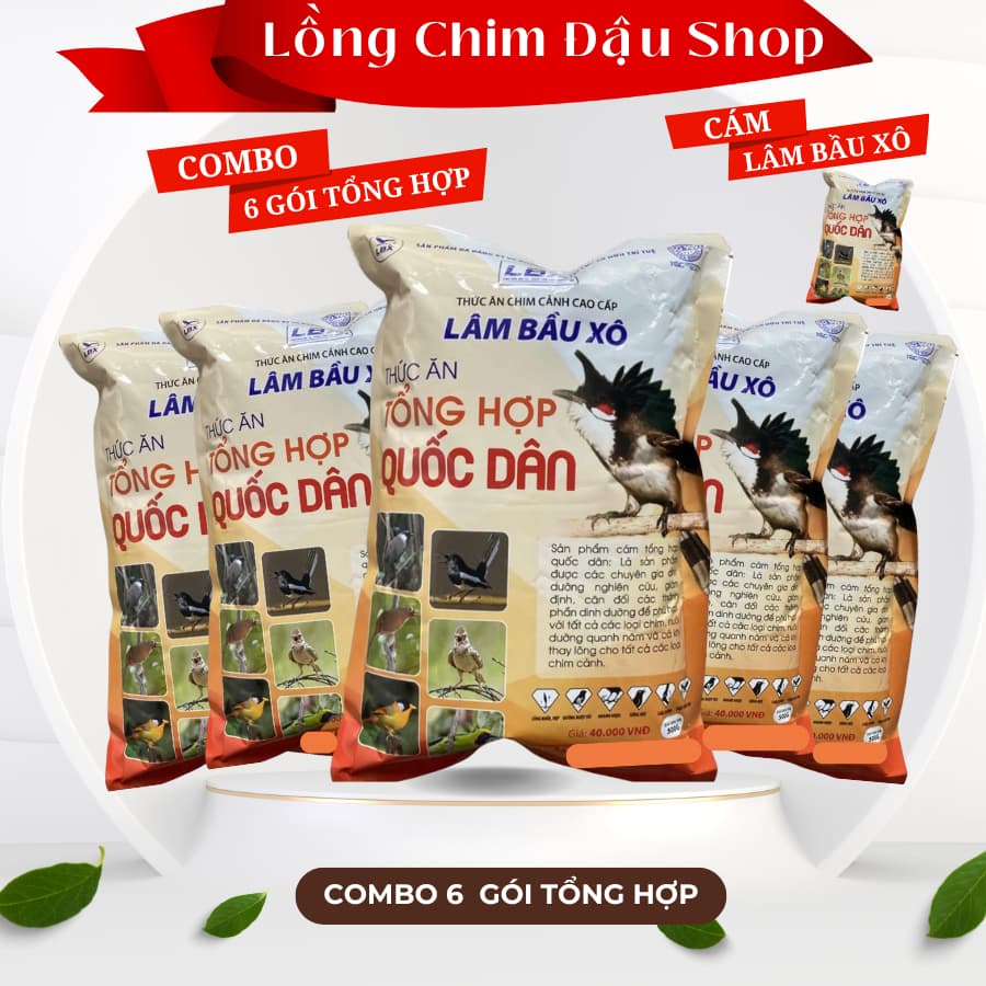 Combo 6 Cám Tổng Hợp Quốc Dân - Lâm Bầu Xô Thức ăn cho chim cảnh gói 500g