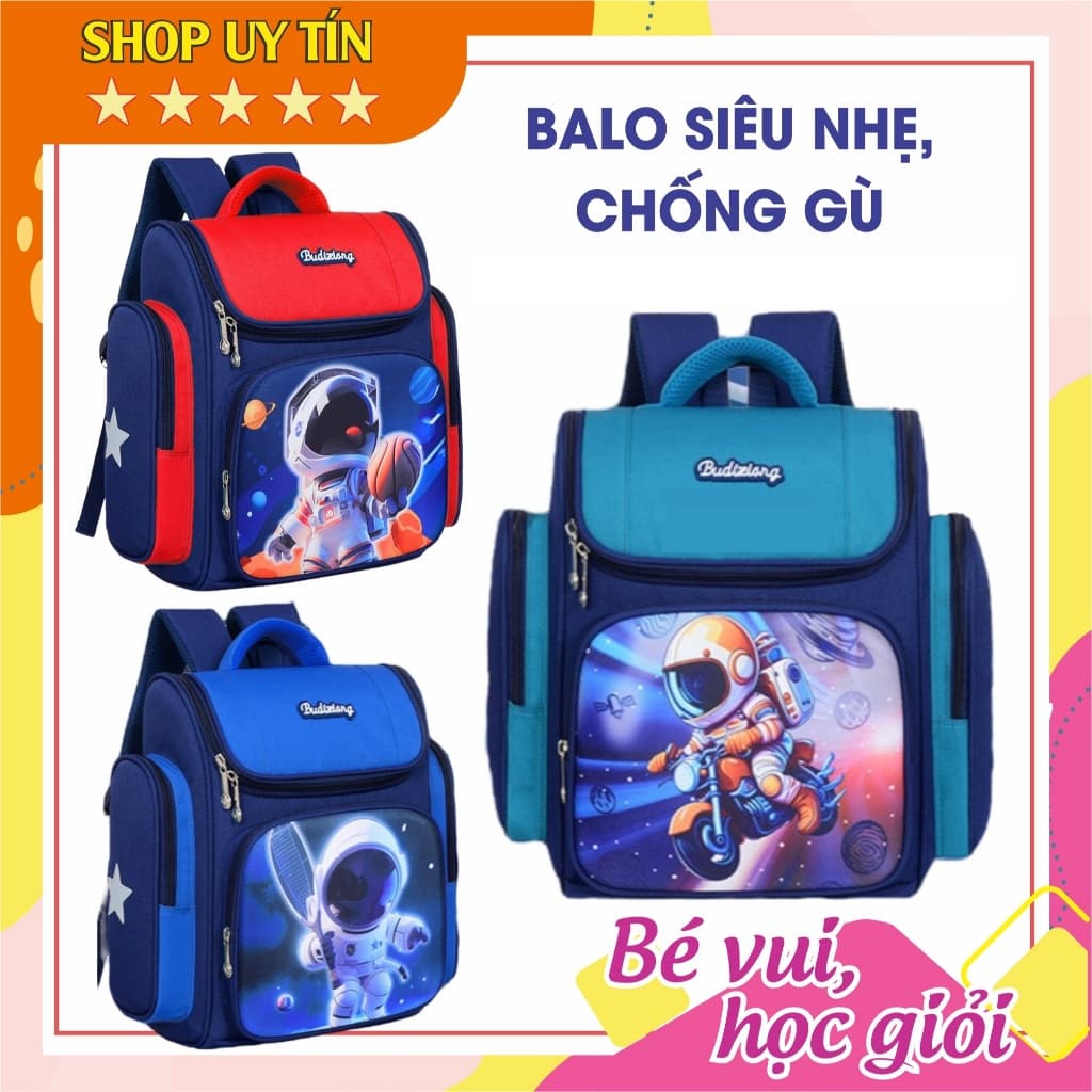 Ba lô chống gù cho học sinh cấp 1 cấp 2 hình phi hành gia, Balo đi học bé trai tiểu học trung học