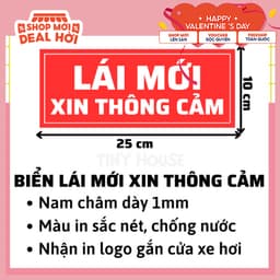 [Đỏ/Xanh] BIỂN LÁI MỚI XIN THÔNG CẢM NAM CHÂM - NAM CHÂM DÀY 1MM- 25X10 CM - 20X8 CM 1