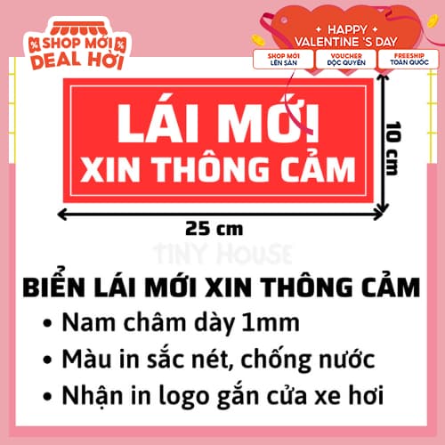 [Đỏ/Xanh] BIỂN LÁI MỚI XIN THÔNG CẢM NAM CHÂM - NAM CHÂM DÀY 1MM- 25X10 CM - 20X8 CM