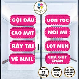 Decal sẵn keo SPA/NAIL/SALON nền Hồng chữ Trắng chống nước đắt khách Lộc Phát Tài 2