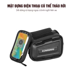 Túi Xe Đạp Treo Khung Sườn Đựng Đồ 2 Ngăn Vải PU Chống Nước, Túi Xe Đạp TPU Cảm Ứng Mượt - TX2N 5