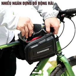 Túi Xe Đạp Treo Khung Sườn Đựng Đồ 2 Ngăn Vải PU Chống Nước, Túi Xe Đạp TPU Cảm Ứng Mượt - TX2N 4