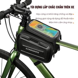 Túi Xe Đạp Treo Khung Sườn Đựng Đồ 2 Ngăn Vải PU Chống Nước, Túi Xe Đạp TPU Cảm Ứng Mượt - TX2N 7