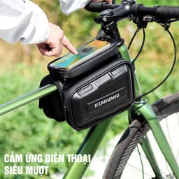 Túi Xe Đạp Treo Khung Sườn Đựng Đồ 2 Ngăn Vải PU Chống Nước, Túi Xe Đạp TPU Cảm Ứng Mượt - TX2N 3