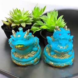 {RV} Cặp cóc tỳ đá xanh lá mini RỒNG VIỆT, cặp thiềm thừ đá đúc đài loan cao cấp 2