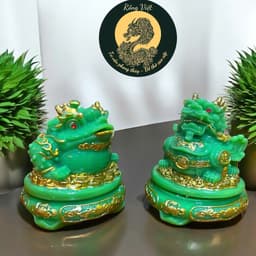 {RV} Cặp cóc tỳ đá xanh lá mini RỒNG VIỆT, cặp thiềm thừ đá đúc đài loan cao cấp 4