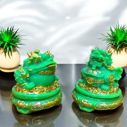{RV} Cặp cóc tỳ đá xanh lá mini RỒNG VIỆT, cặp thiềm thừ đá đúc đài loan cao cấp 1