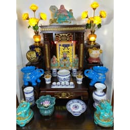 set ban 56 cột vuông đồng tiền RỒNG VIỆT,combo trọn bộ gấm xanh cho gia chủ mệnh thủy 3