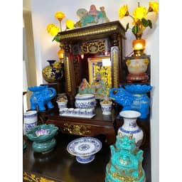 set ban 56 cột vuông đồng tiền RỒNG VIỆT,combo trọn bộ gấm xanh cho gia chủ mệnh thủy 4