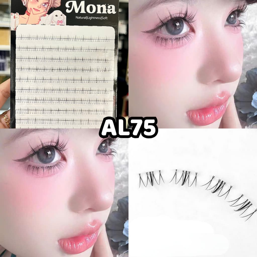 Lông mi dưới Mona Natural mi giả chùm cước gân trong tự nhiên, mềm nhẹ, dễ dán, không cay mắt