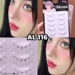 Lông mi dưới Mona Natural mi giả chùm cước gân trong tự nhiên, mềm nhẹ, dễ dán, không cay mắt 6