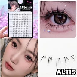 Lông mi dưới Mona Natural mi giả chùm cước gân trong tự nhiên, mềm nhẹ, dễ dán, không cay mắt 8