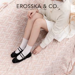 Erosska - Giày búp bê chấm bi kiểu dáng balletcore hottrend màu đen chấm bi - EL086 4
