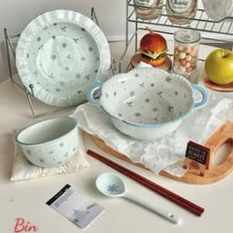 VINBEO Set Bát Sứ 4 Món Hình Bông Hoa Tuyết Siêu Xinh🌸🌸🌸 BIN002 1