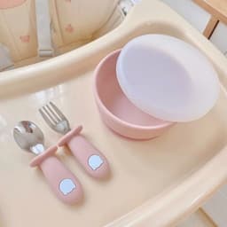 Set thìa dĩa gấu Silicon Bar rot chính hãng 2