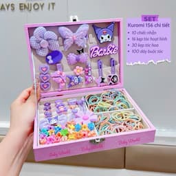 Hộp Quà Tặng Phụ Kiện Tóc Kuromi Cho Bé Gái - Kèm Kẹp Tóc/Nơ/Hoa Dây/Chun, Nhiều Màu, Hoạt Hình 5