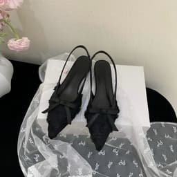 Giày cao gót lưới hoa hồng Chị Đẹp store, Giày ren lưới hoa đính nơ phong cách tiểu thư gót trụ 1-7-9 phân mã U137 6