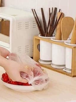 Túi 100 chiếc Màng Bọc Thực Phẩm siêu co dãn, có chun kèm túi hình gấu tiện dụng 7