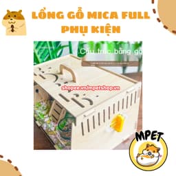 Lồng gỗ mica xách tay FULL PHỤ KIỆN - Trong suốt, thoáng khí 3