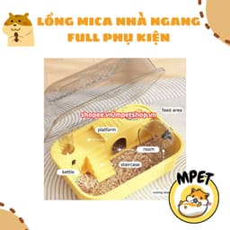 Lồng Mica Nhà Ngang FULL PHỤ KIỆN – Nhỏ Gọn, Tiện Lợi, Trong Suốt 4