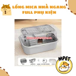 Lồng Mica Nhà Ngang FULL PHỤ KIỆN – Nhỏ Gọn, Tiện Lợi, Trong Suốt 5