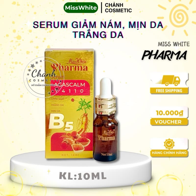 Serum Miss White AGASCALM Làm Mờ Nám, Trắng Da, Mịn Da, Dưỡng Ẩm, Ngừa Lão Hoá 10ml
