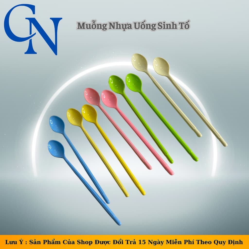 muỗng sinh tố-muỗng trà chanh nhựa dài mầu ngẫu nhiên