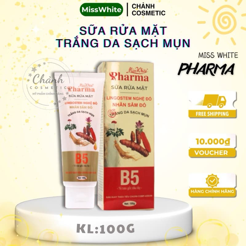 Sữa Rửa Mặt Miss White Giúp Trắng Sáng Da, Sạch Mụn, Mờ Thâm, Giảm Nhờn, Se Khít Lỗ Chân Lông 100g