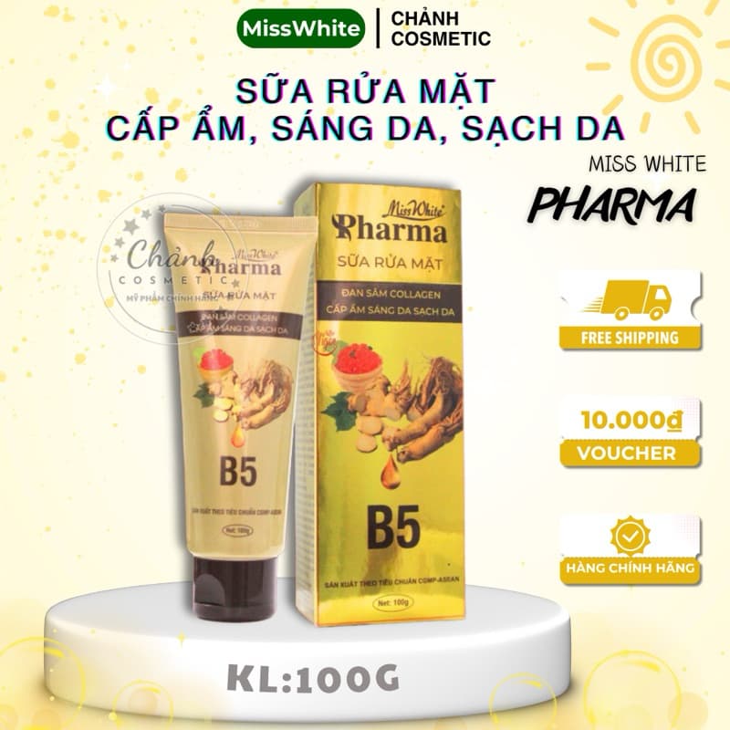 Sữa Rửa Mặt Miss White Giúp Cấp Ẩm, Sáng Da, Sạch Da, Giảm Nhờn, Chống Lão Hoá 100g