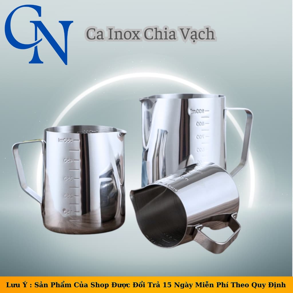 Ca đánh sữa inox (có vạch chia) 350ml - 550ml - 900ml-1.5L- 2L