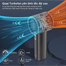 [HÀNG CAO CẤP] Quạt Cầm Tay Tích Điện TURBO S001 Màn Led Dã Ngoại - 100 CẤP ĐỘ GIÓ | PIN 4000MAH 6