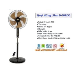 Quạt Đứng Có Điều Khiển Lifan Đ16RCO XÁM ( 50W), có remote, sải cánh 40cm 2