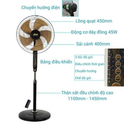 Quạt Đứng Có Điều Khiển Lifan Đ16RCO XÁM ( 50W), có remote, sải cánh 40cm 4