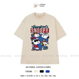 (Có áo người lớn) áo thun snoopy, áo phông hoạt hình snoopy, áo thun cho bé trai, bé gái mềm mịn ISEE VN SP03 2