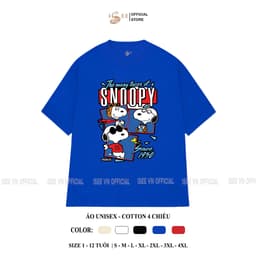 (Có áo người lớn) áo thun snoopy, áo phông hoạt hình snoopy, áo thun cho bé trai, bé gái mềm mịn ISEE VN SP03 3